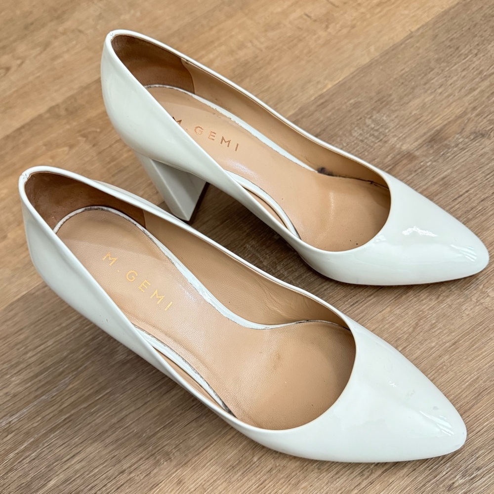 M. GEMI The Lustro 90MM Pumps (White Patent)